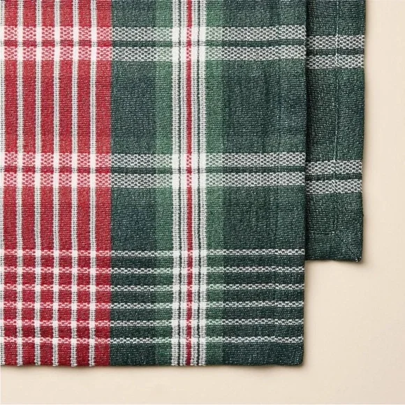 HEARTH & HAND NEW signature plaid table runner -red/green -90x20 - Picture 3 of 5